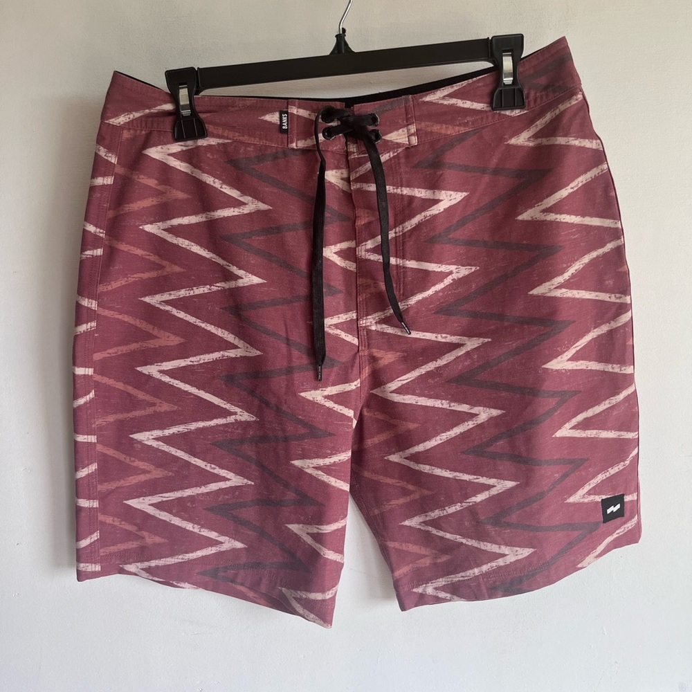 Banks Journal Men's Zigzag Swim Shorts - Red